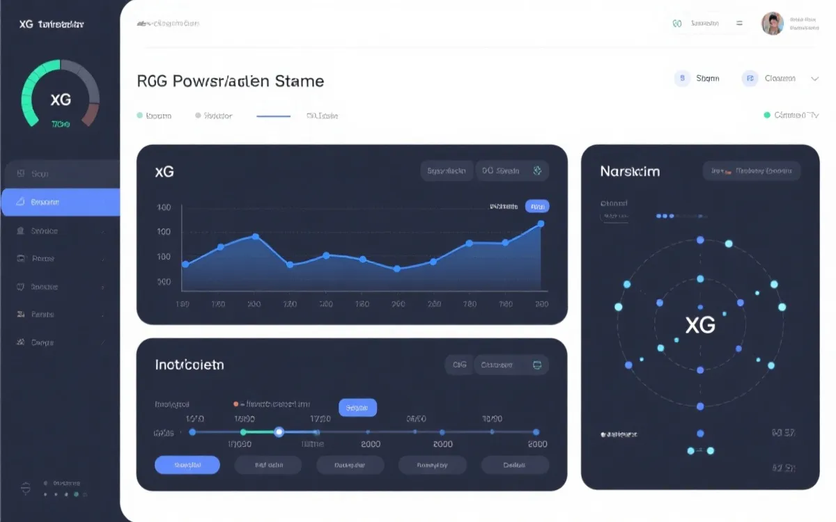 比分预测表可视化示例：xG差、射门、控球与指数变化的综合仪表盘